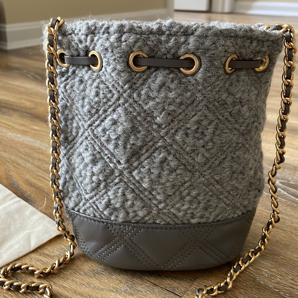 Tory Burch Fleming Soft Boucle Mini Bucket Bag Carbon Style 89764 NWT - Picture 9 of 16